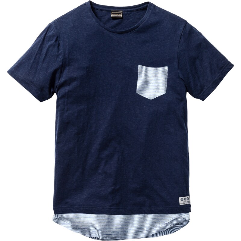 RAINBOW Langes T-Shirt Slim Fit kurzer Arm in blau für Herren von bonprix