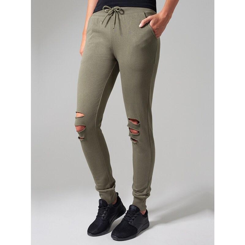 Urban Classics Ladies Cutted Terry Pants Olive TB1304