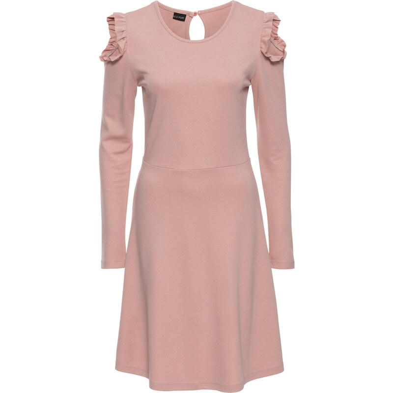 BODYFLIRT Cold Shoulder Kleid langarm in rosa von bonprix