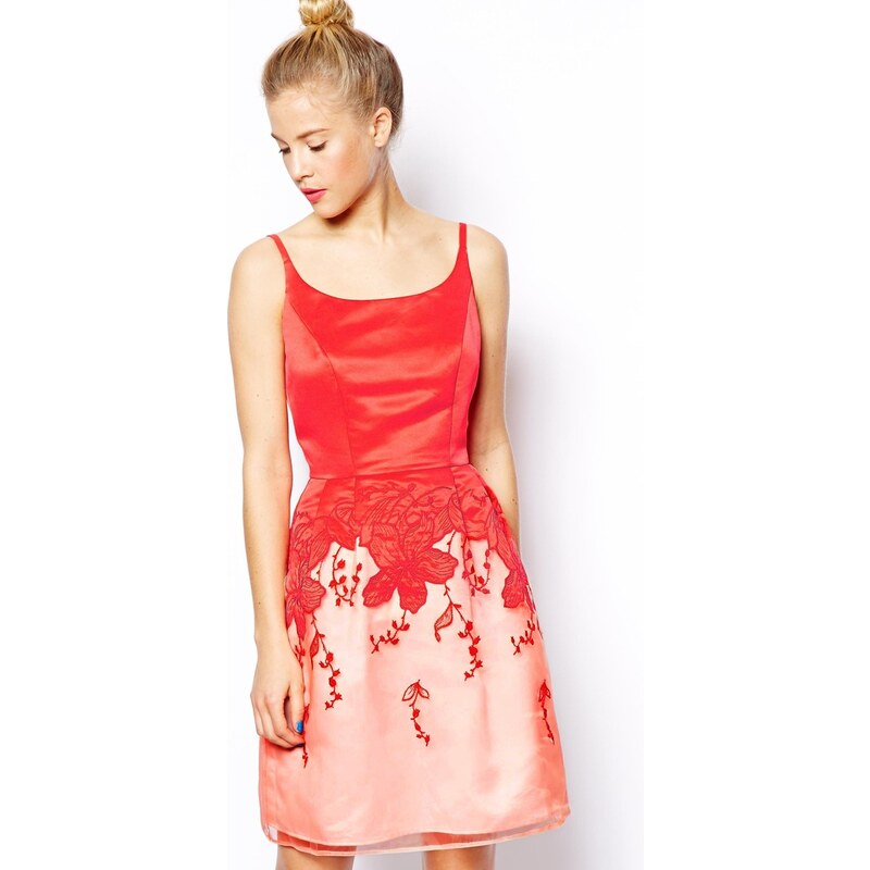 ASOS SALON - Audrey - Kleid mit Organza-Saum - Orange