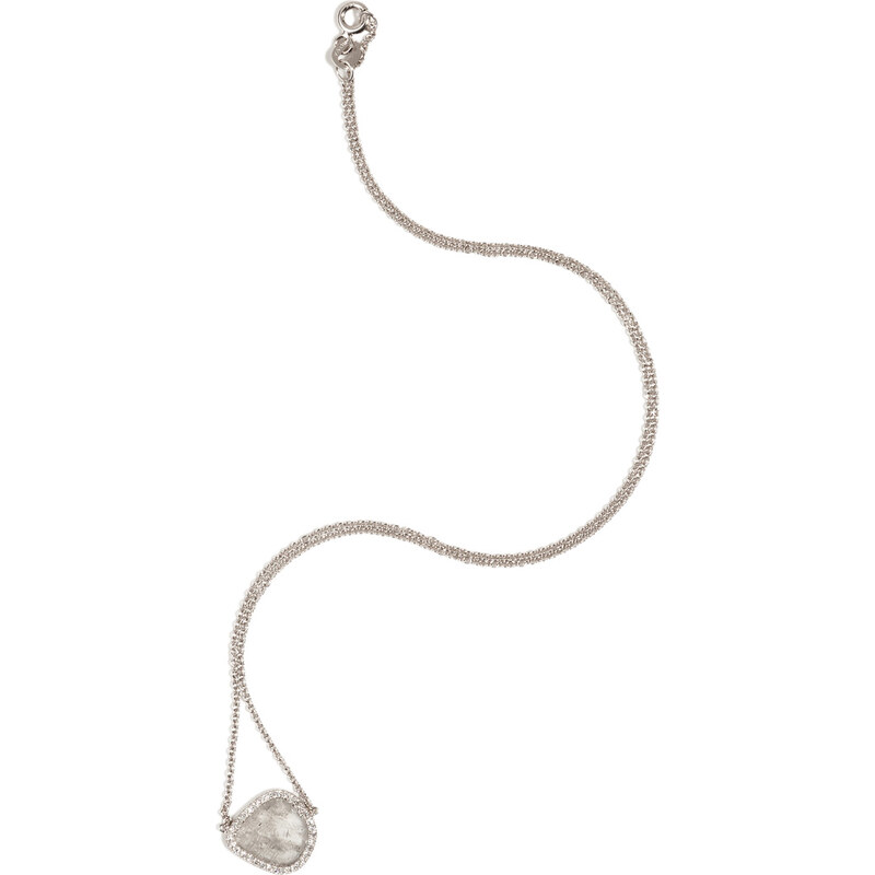 Susan Foster 18K White Gold Diamond Slice Necklace with Pave Diamonds
