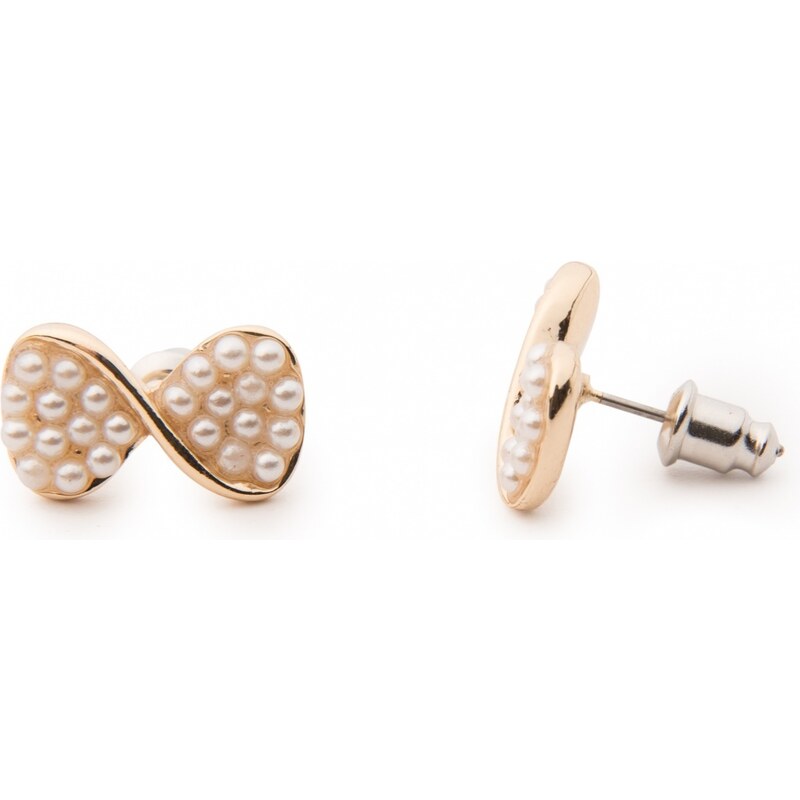 From Paris with Love! Pearly the twisted petit bow! Pearl Bow Earstuds Gold