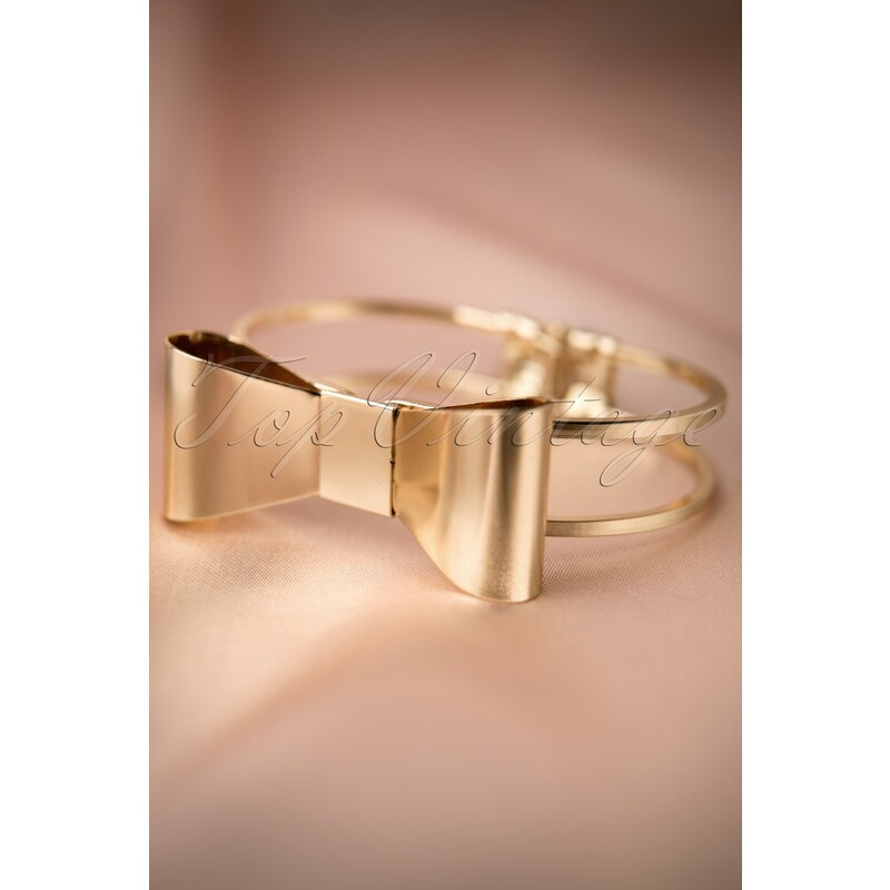 From Paris with Love! 60s Gold Statement Bow Bangle Bracelet