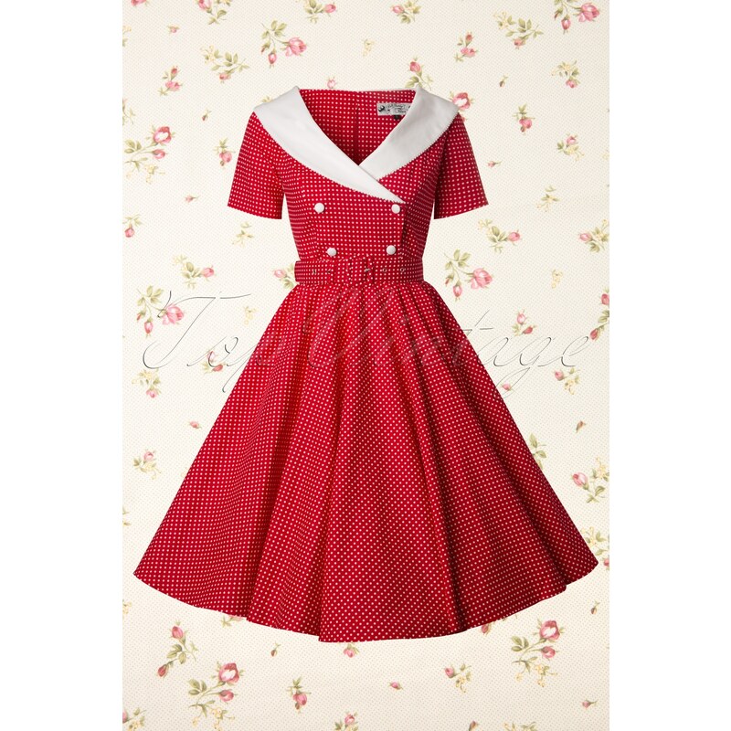 Bunny 50s Retro Claudia Swing dress in Polka red white