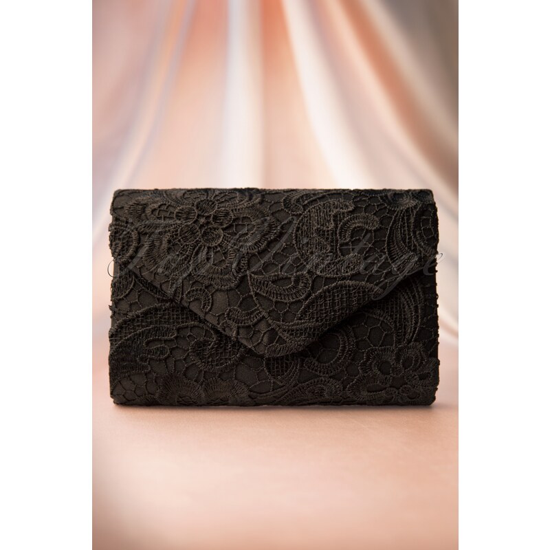 Darling Divine 30s Elegant Evening Clutch with Black Lace