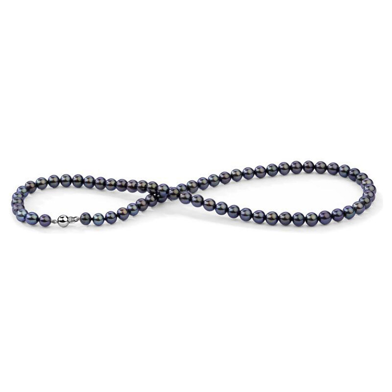 Eppi Goldene Perlenkette mit schwarzen 6-6.50 mm Perlen Elodie