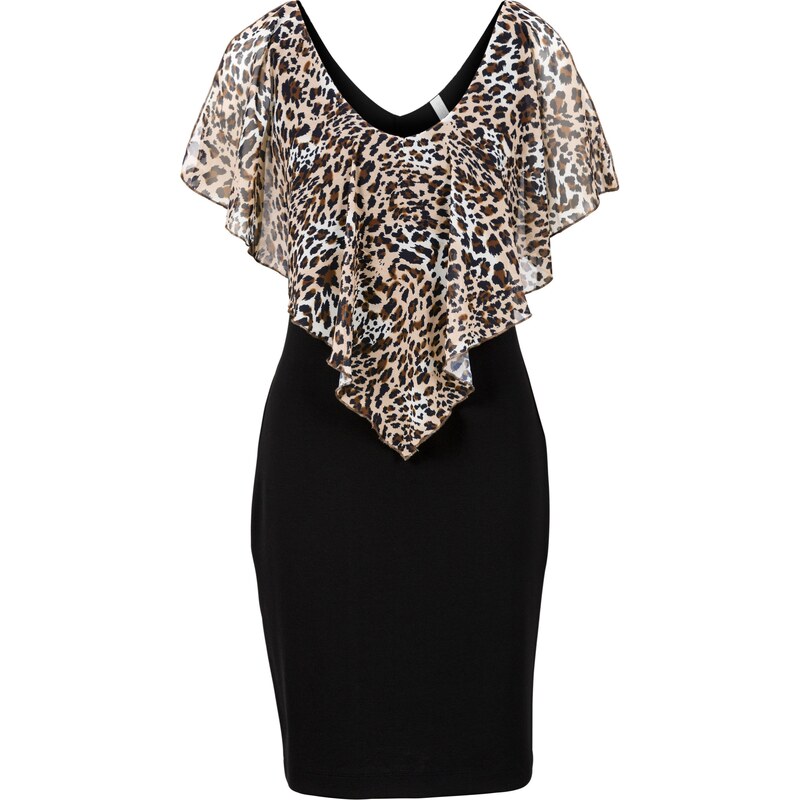 BODYFLIRT boutique Kleid mit Volant/Sommerkleid Flügelärmel in schwarz von bonprix