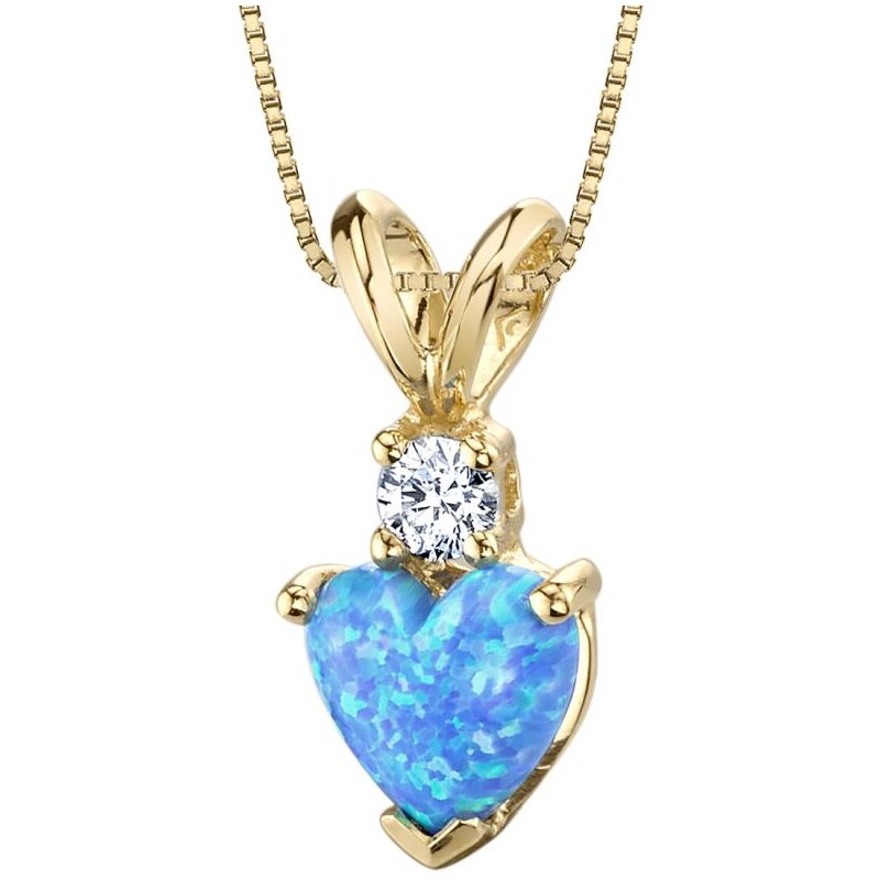 Eppi Goldener Anhänger mit blauem Opal-Herz und Diamant Dorevie