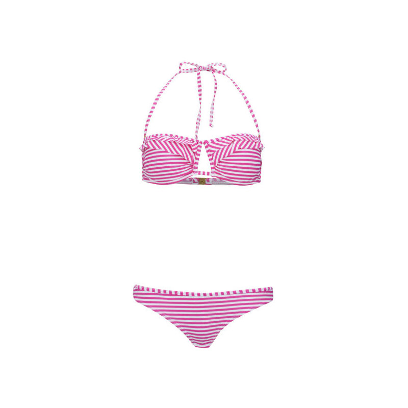 Boutique Women's Stripe Bandeau Bikini - Pink/White