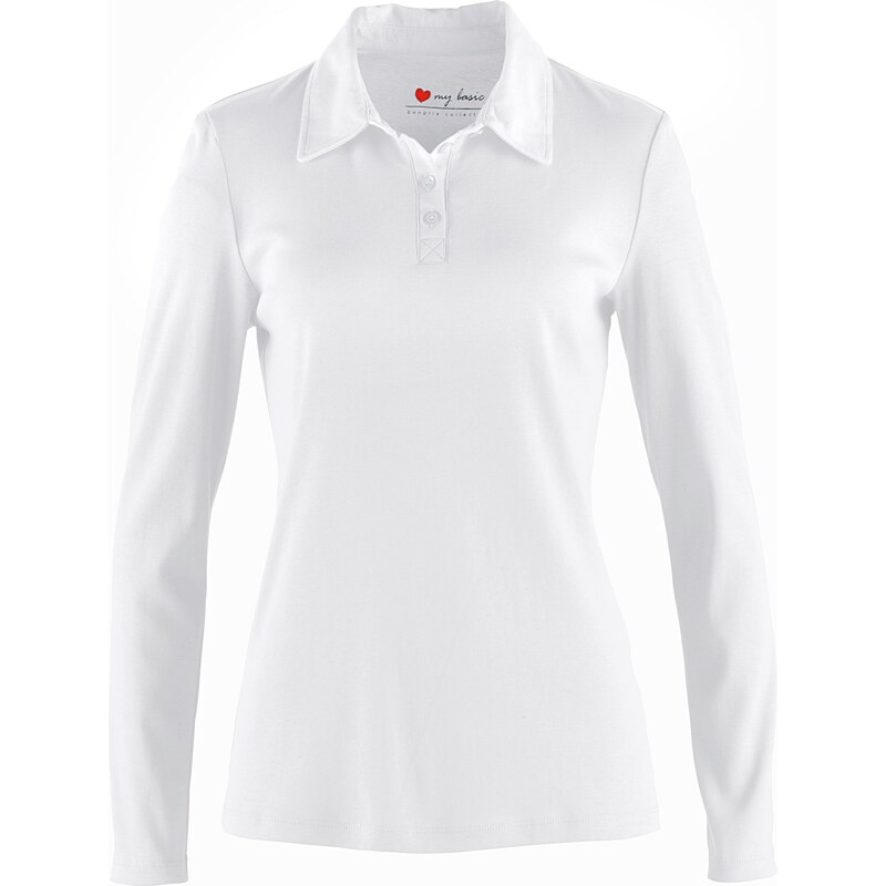 bpc bonprix collection Basic Baumwollshirt Rib-Jersey langarm in weiß für Damen von bonprix