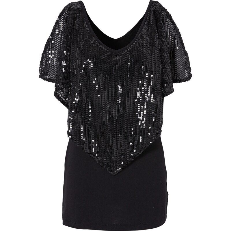 BODYFLIRT boutique Cold-Shoulder-Shirt Flügelärmel in schwarz für Damen von bonprix