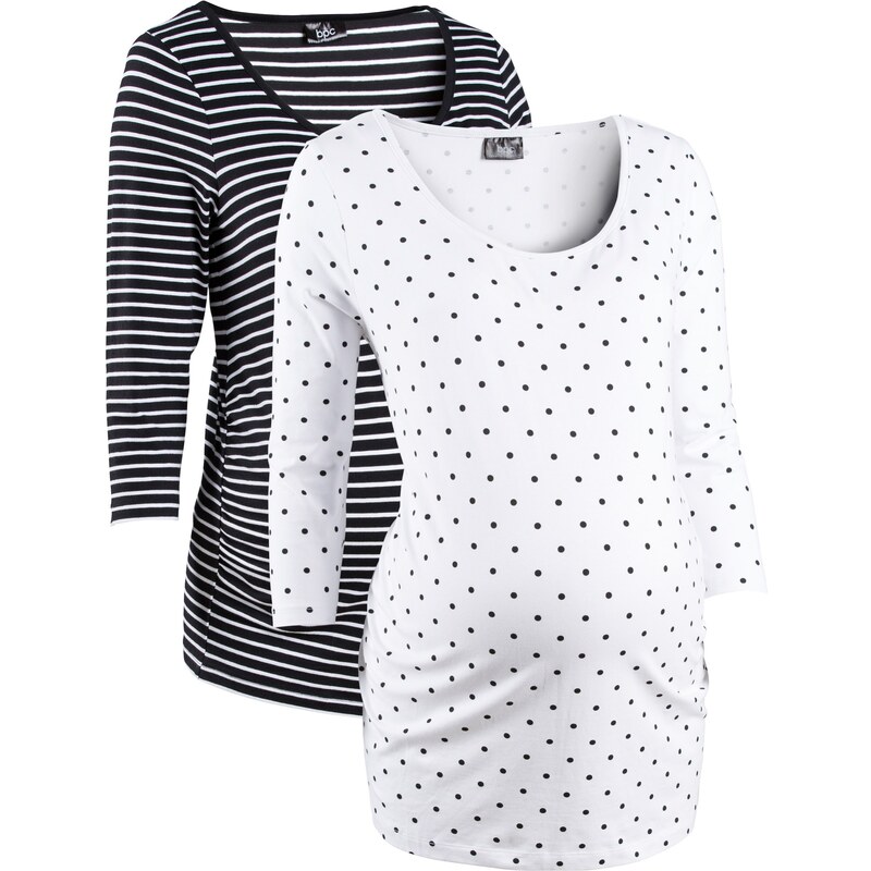 bpc bonprix collection Umstandsshirts, 2er Pack aus Bio-Baumwolle 3/4 Arm weiß Damen bonprix