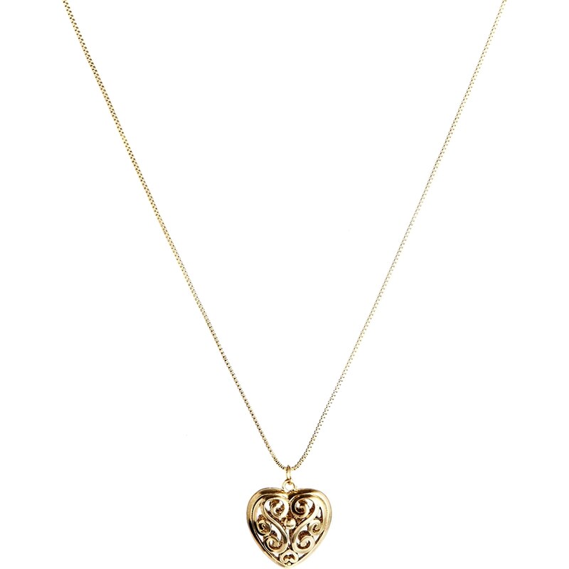 ASOS - Lange Halskette mit filigranem Herzanhänger - Gold