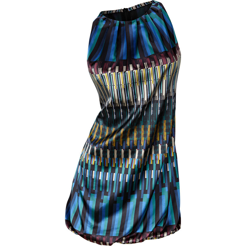 BODYFLIRT Satin-Kleid ohne Ärmel in blau von bonprix