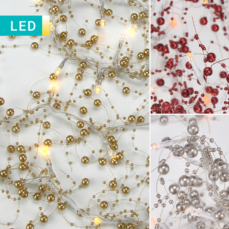 Lesara LED-Lichterkette mit Deko-Perlen - Silber