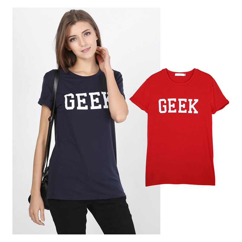Lesara T-Shirt mit Geek-Print - Dunkelblau - XL
