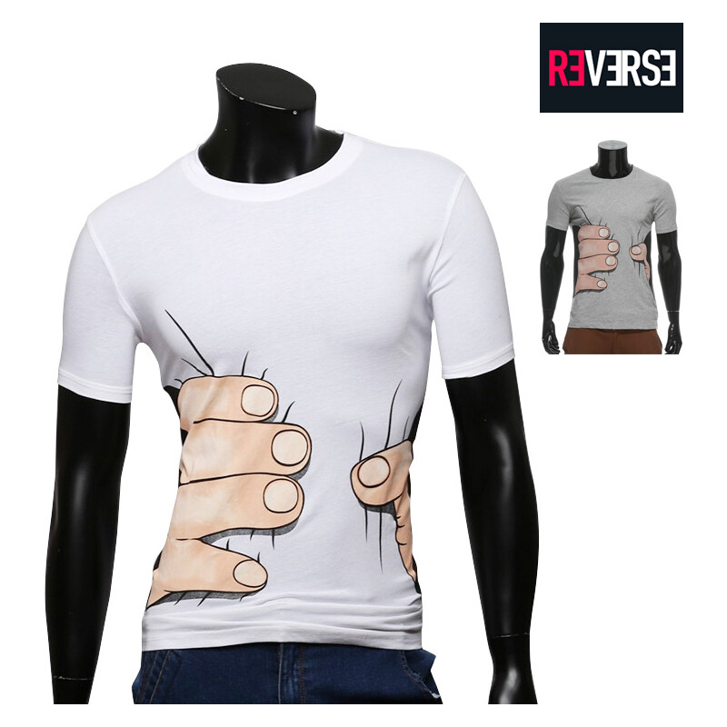 Re-Verse T-Shirt mit Hände-Print - Weiß - M