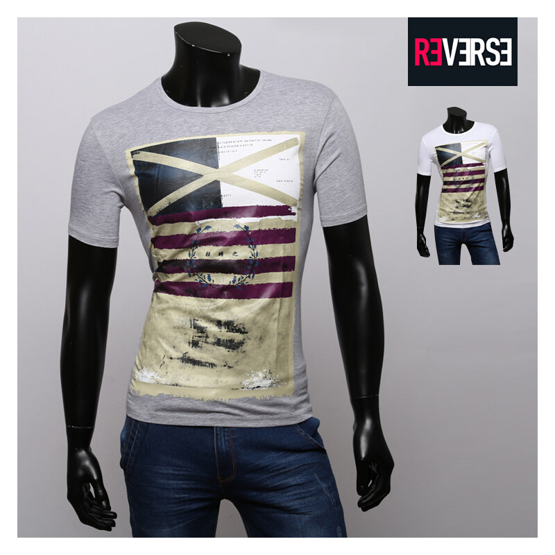 Re-Verse Slim Fit-T-Shirt mit Flaggen-Print - S - Grau