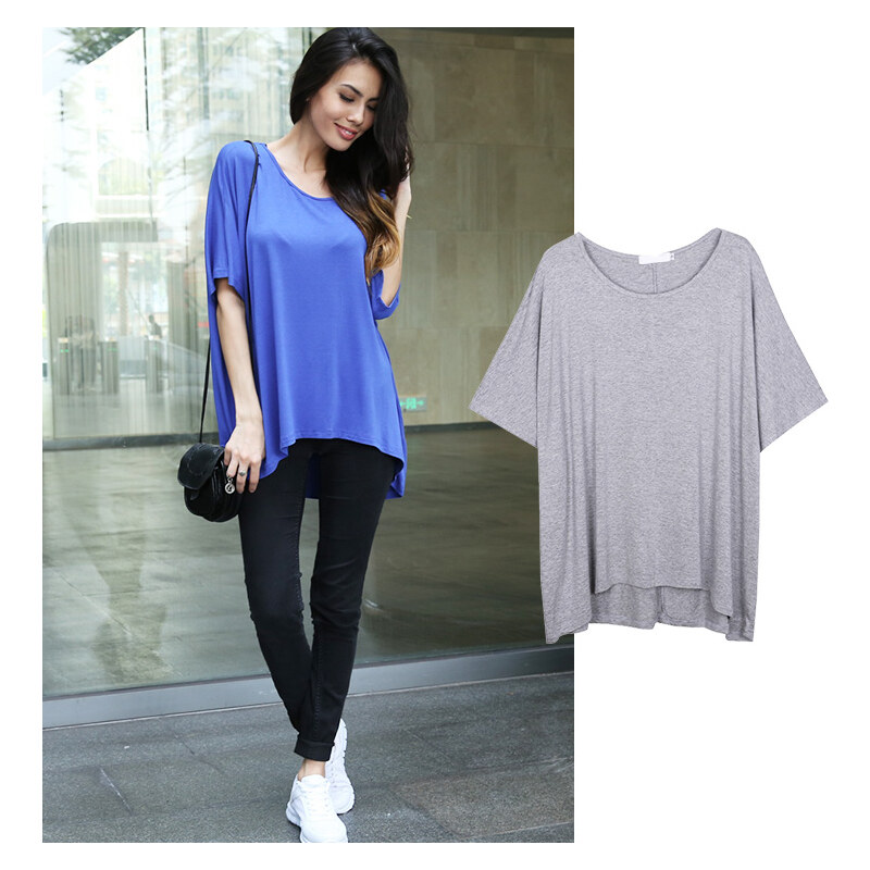 Lesara Oversize-Shirt mit 1/2-Ärmeln - Blau - M