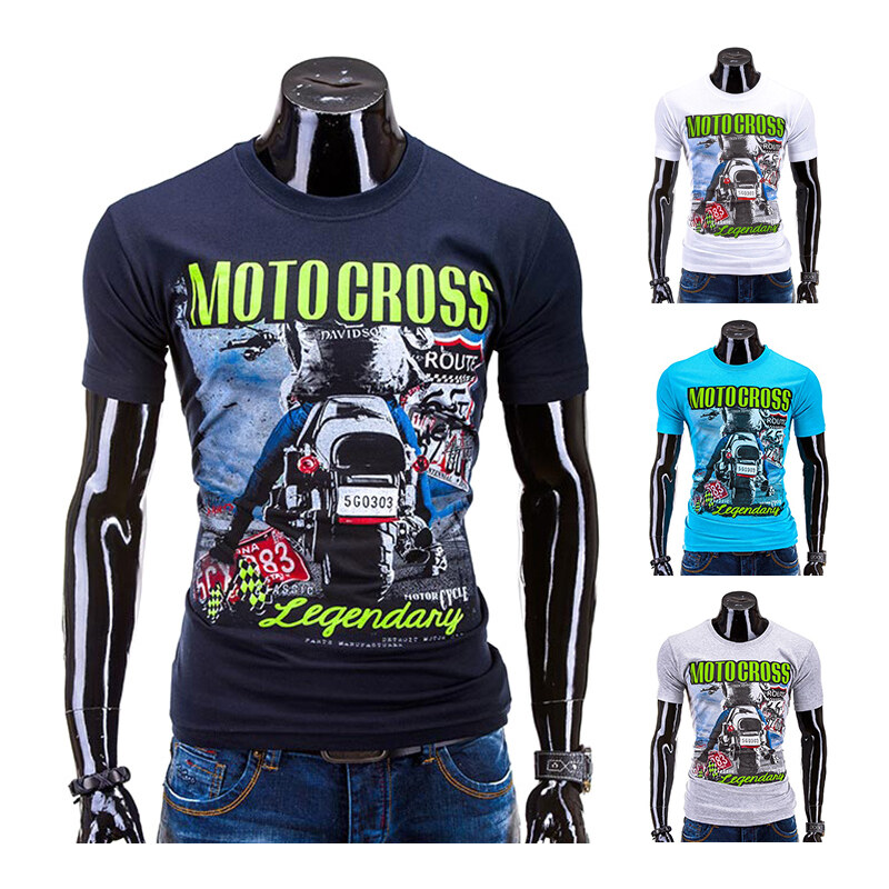 Lesara T-Shirt mit Motocross-Print - Dunkelblau - XXL