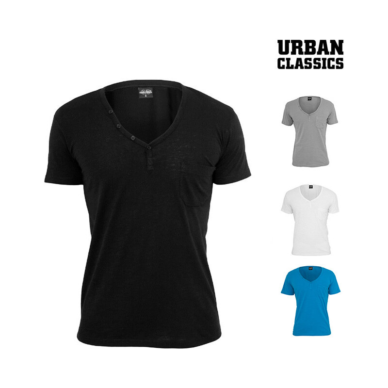Urban Classics T-Shirt mit Y-Ausschnitt - Grau - XL