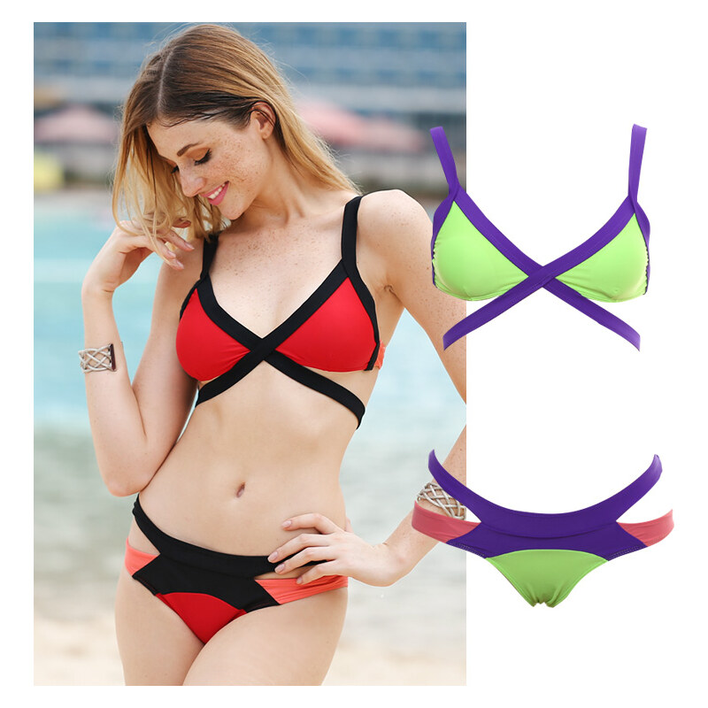 Lesara Bikini mit überkreuzten Bändern - XL - Mehrfarbig