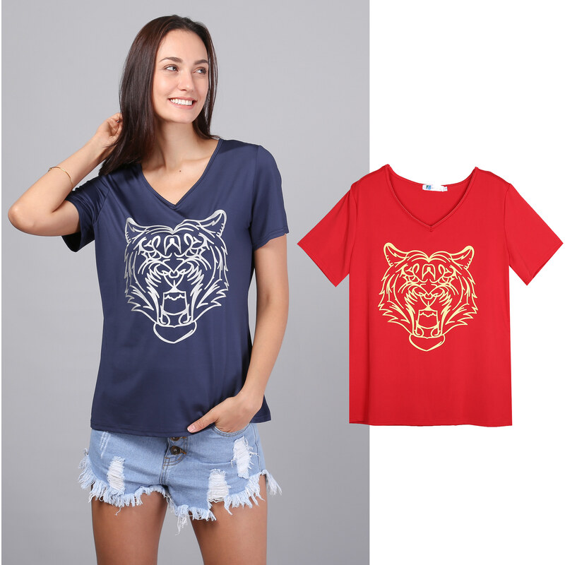 Lesara T-Shirt mit Tiger-Print - Rot - S