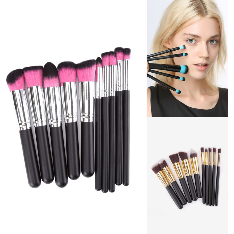 Lesara 10-teiliges Make-up-Pinsel-Set - Neonpink