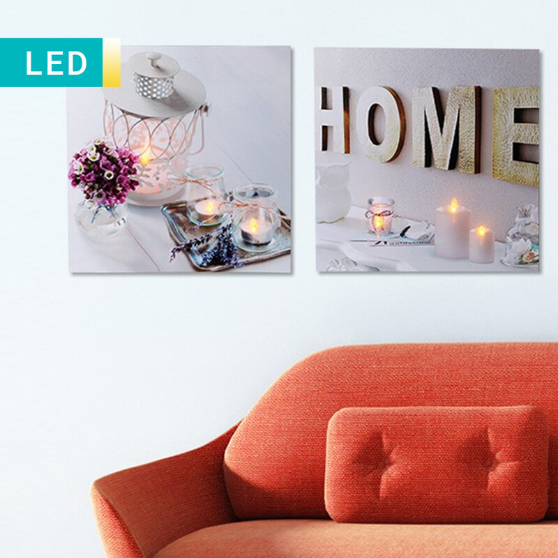 Lesara LED-Wandbild Kerzen - Home
