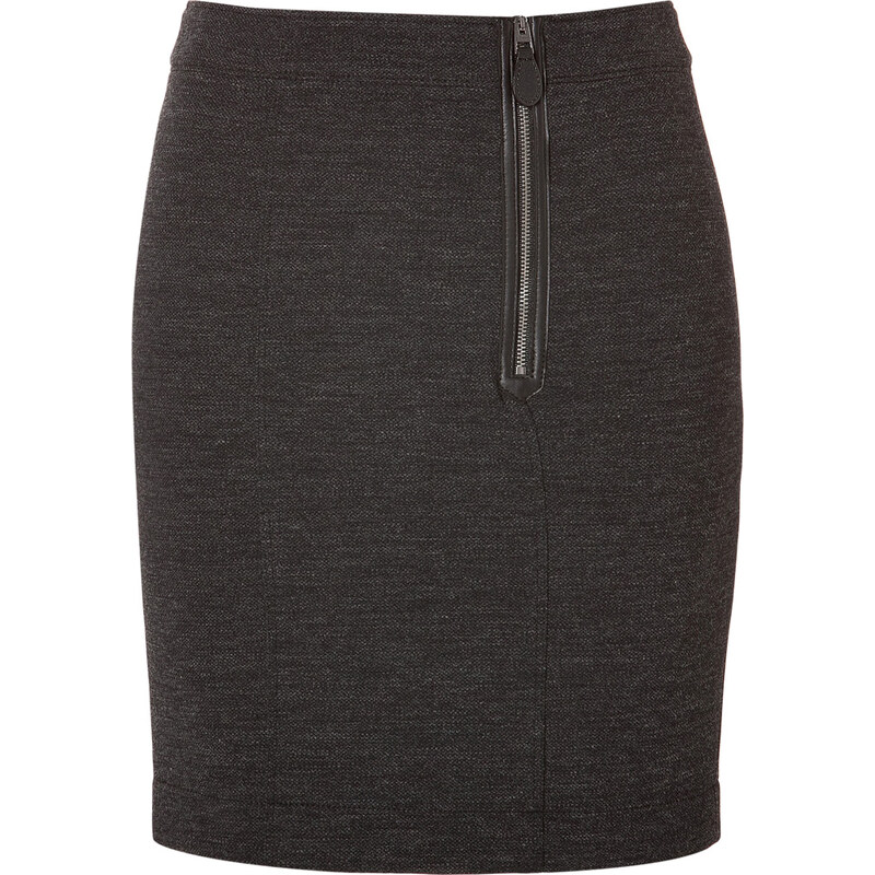 Burberry Brit Wool-Cotton Stretch Skirt in Dark Grey