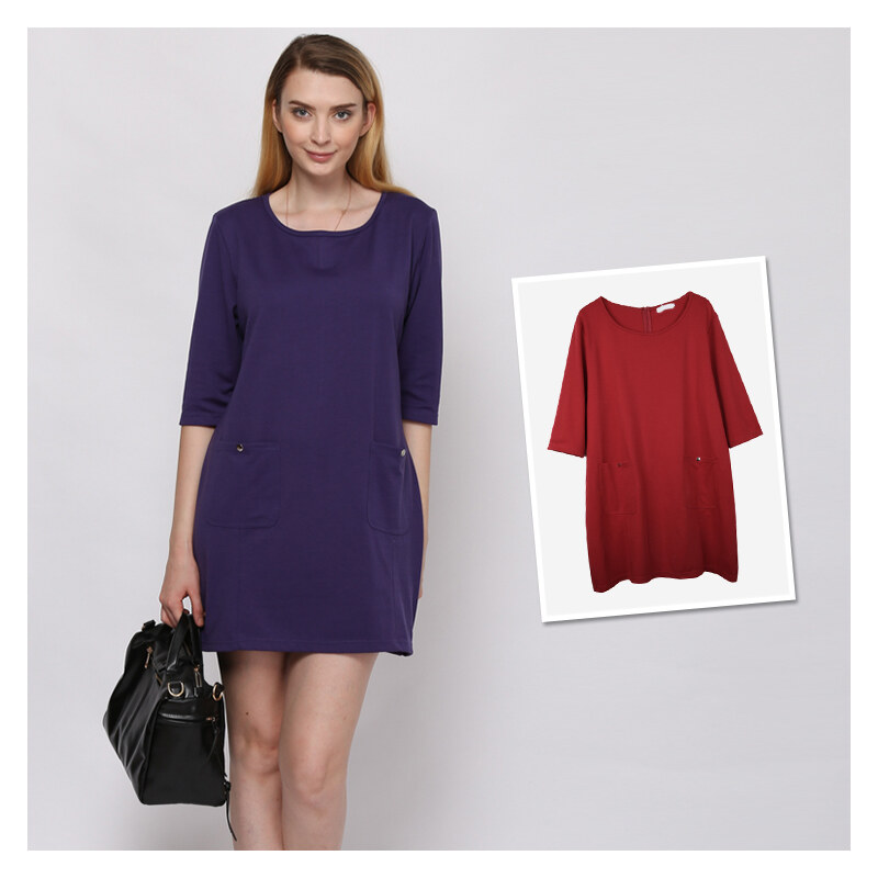 Lesara Kurzes Kleid mit Eingrifftaschen - Violett - 52