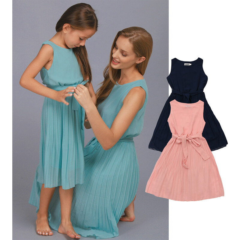 Lesara Ärmelloses Kinder-Kleid mit Taillenband - 92 - Hellblau