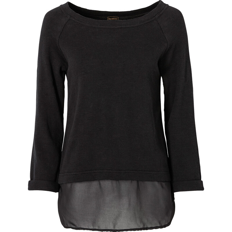 RAINBOW 2-in-1-Pullover 3/4 Arm in schwarz für Damen von bonprix