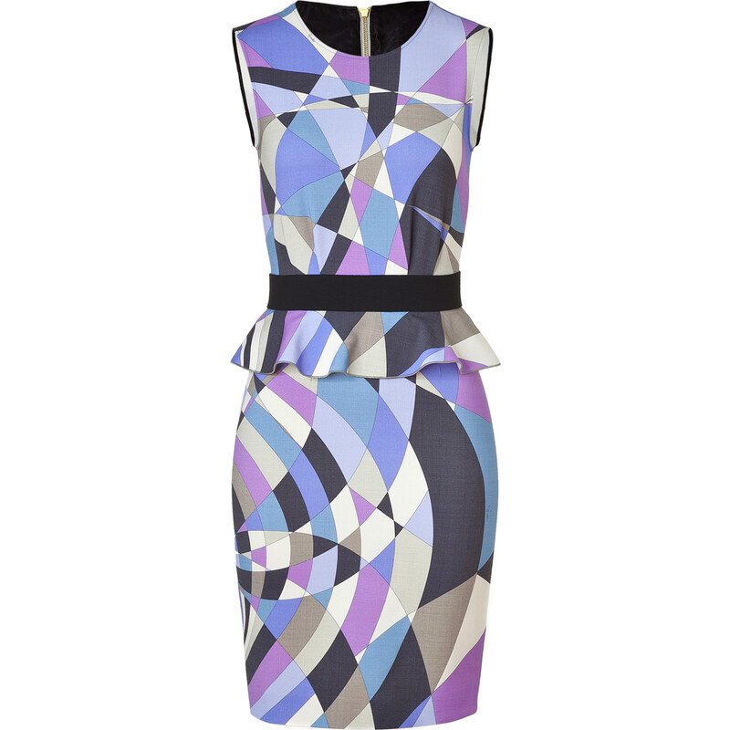 Emilio Pucci Ocean Geometric Print Peplum Dress