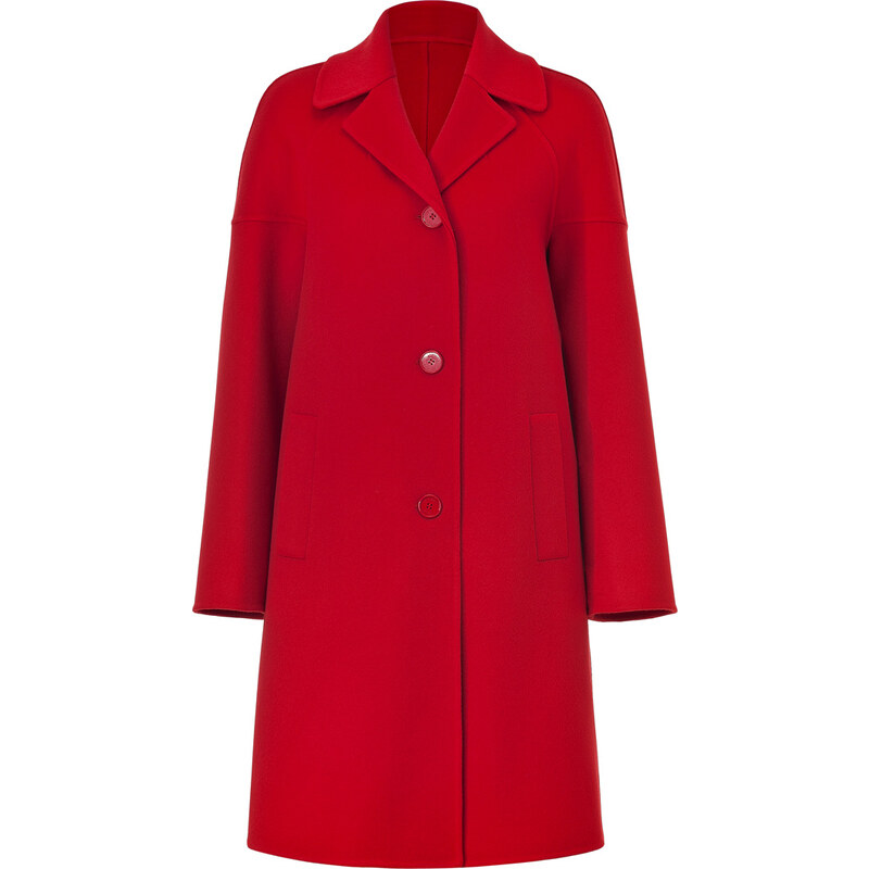 Michael Kors Crimson Red Raglan Sleeve Wool Coat