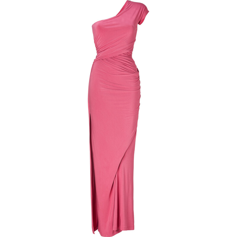Donna Karan New York Rose Quarz One Shoulder Draped Jersey Gown