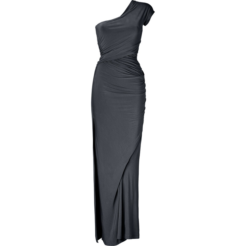 Donna Karan New York Carbon One Shoulder Draped Jersey Gown