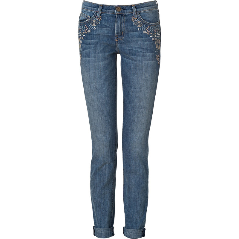 Current/Elliott The Rolled Skinny Jeans in Super Loved & Embroidery