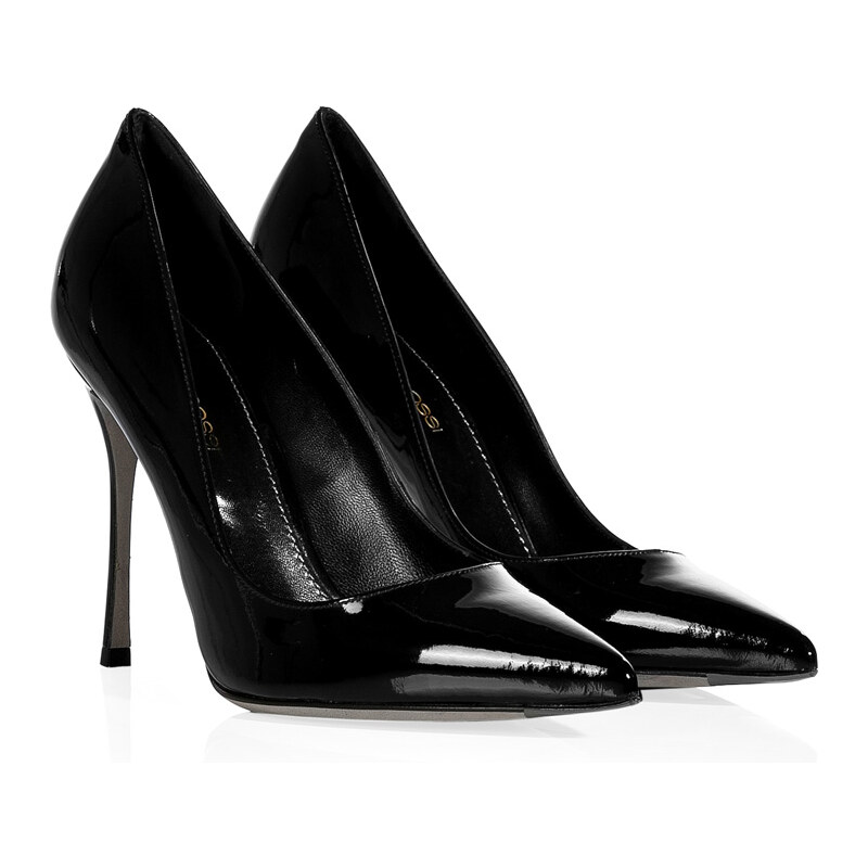 Sergio Rossi Patent Leather Pointed Toe Stilettos in Black