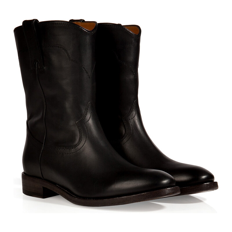 Ralph Lauren Collection Distressed Vachetta Boots in Black