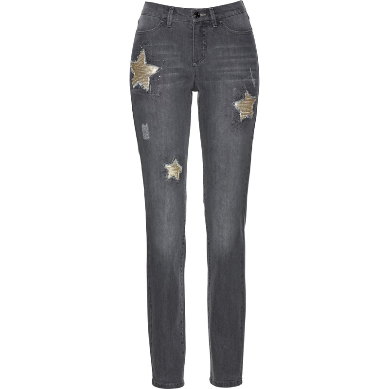 bpc selection Jeans mit Pailletten in grau für Damen von bonprix