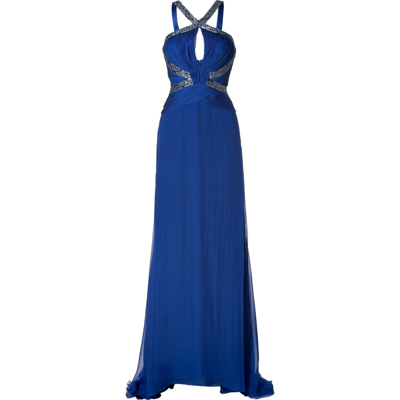 Roberto Cavalli Silk Embellished Cutout Gown in Sapphire