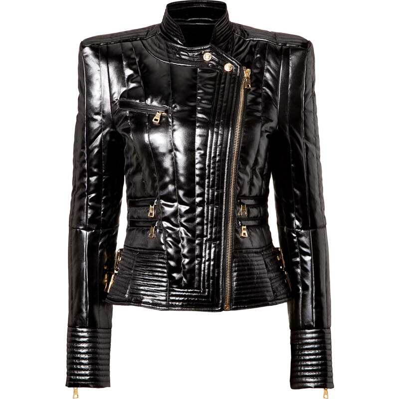 Balmain Glossy Quilted Jacket in Black