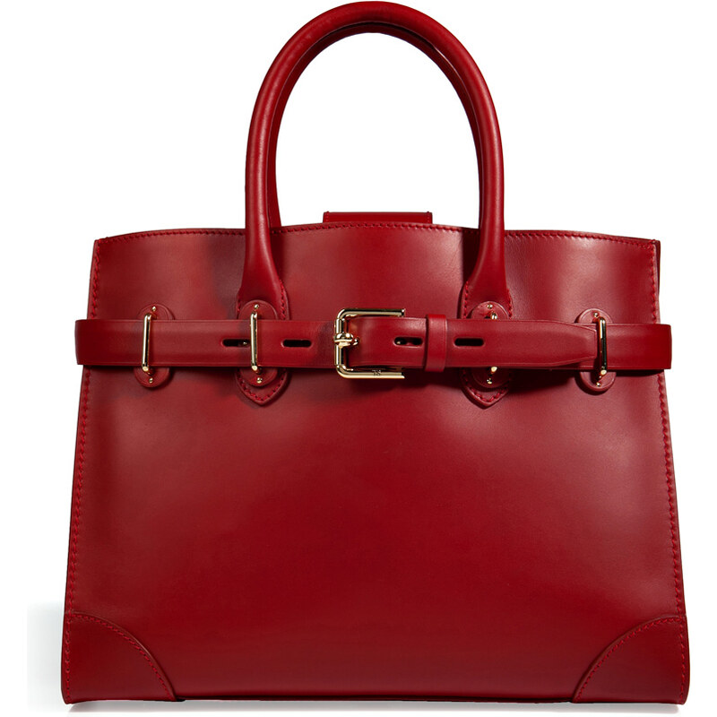 Ralph Lauren Collection Leather Medium Spectator Tote in Deep Red