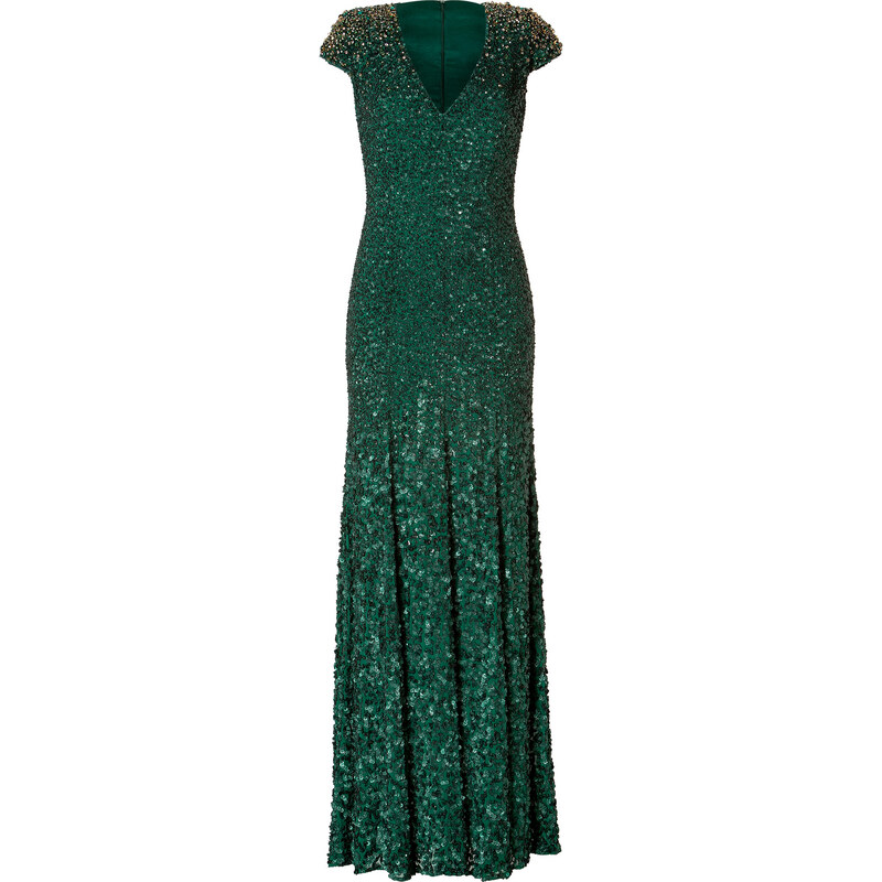 Jenny Packham Silk Sequined Gown in Matador