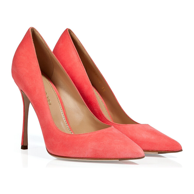 Sergio Rossi Suede Pointed Toe Pumps in Ibis