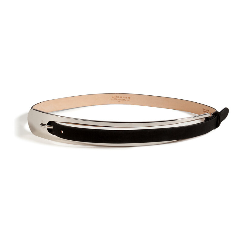 Maison Martin Margiela Leather Belt with Silver Metal Buckle