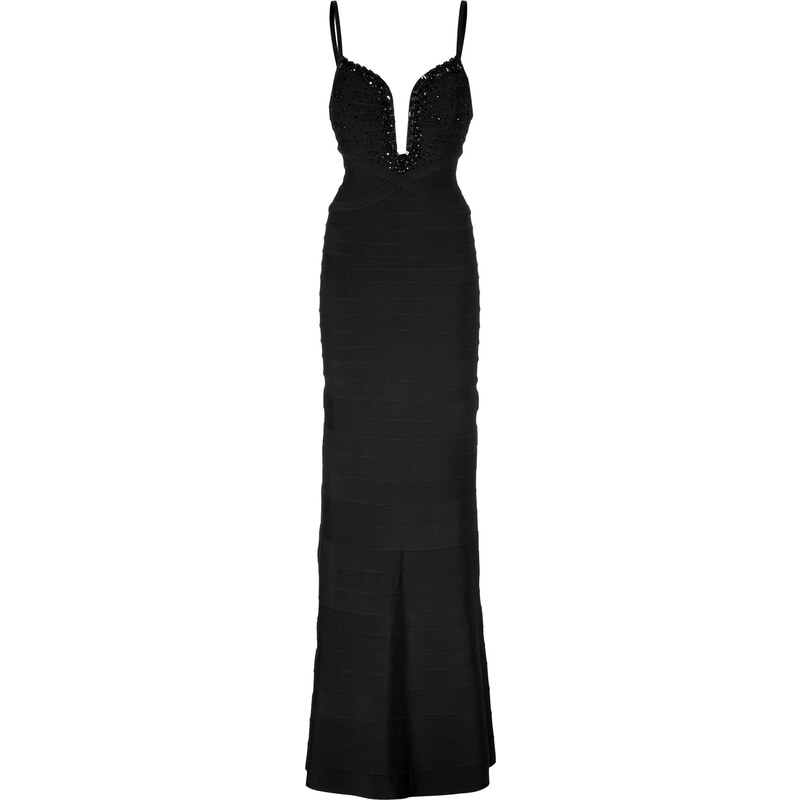 Hervé Léger Embellished Evening Gown in Black