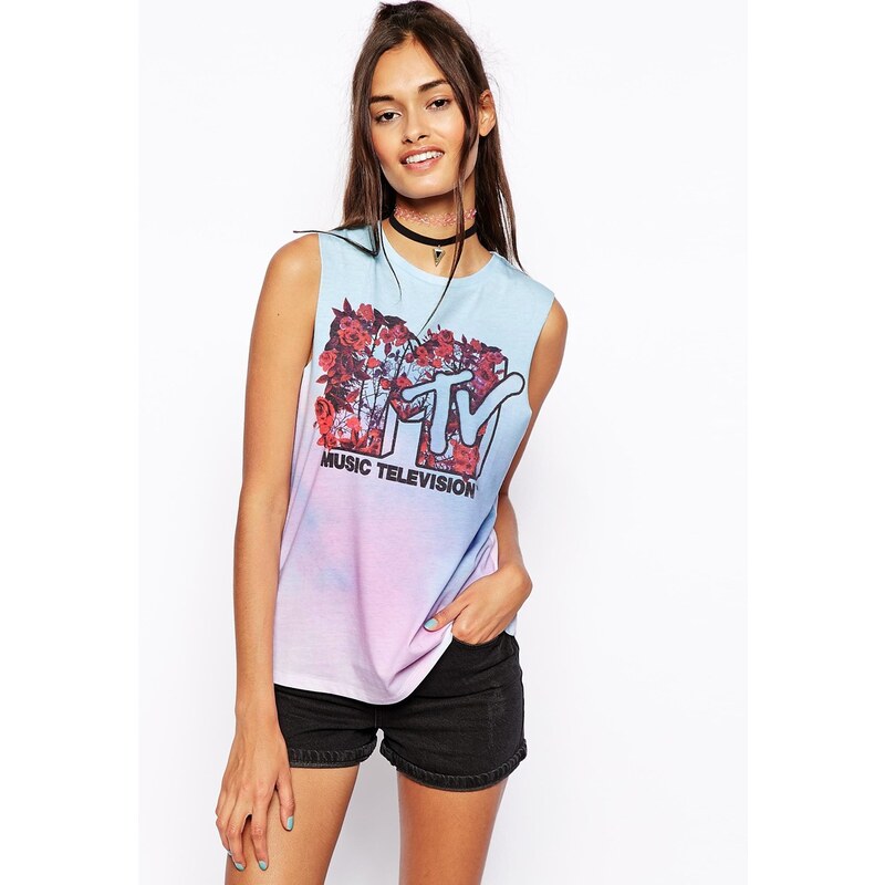 ASOS - Trägershirt mit MTV-Motiv und Schatteneffekt - Mehrfarbig