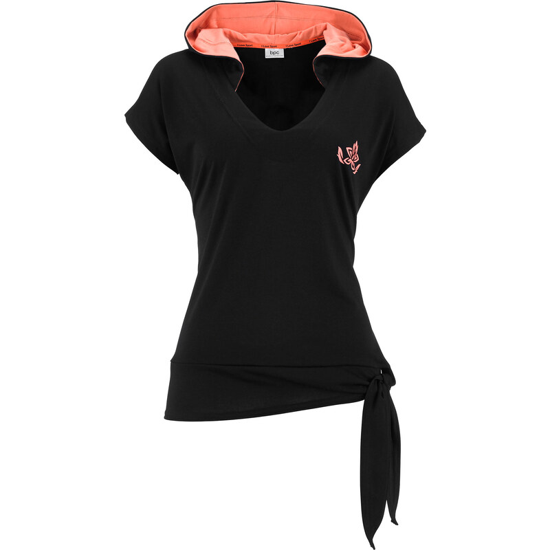 bpc bonprix collection Wellness-T-Shirt mit Kapuze, halbarm in schwarz für Damen von bonprix